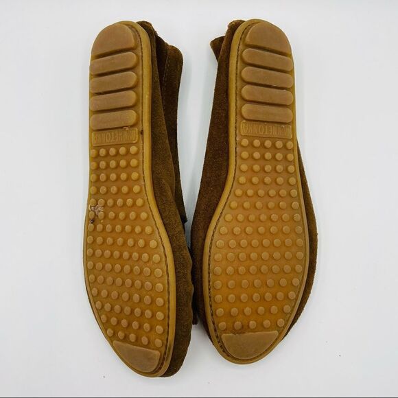 Minnetonka Metallic Studded Suede Moccasins - Picture 5 of 7